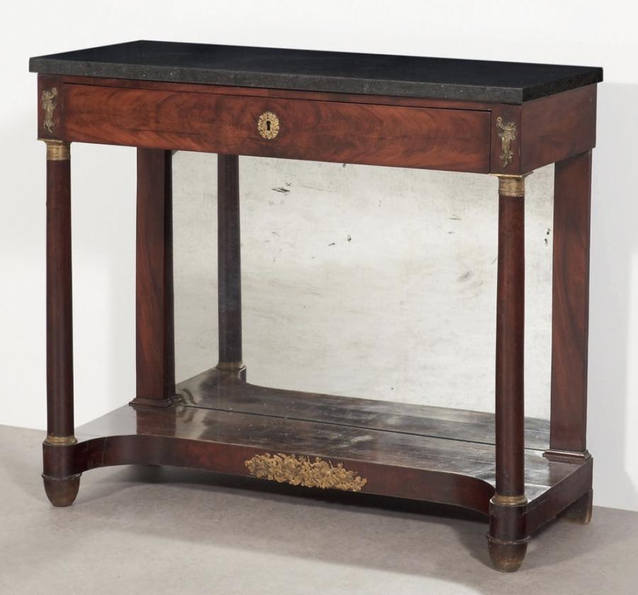 A RESTAURATION PERIOD MAHOGANY CONSOLE TABLE FRANCE C1825