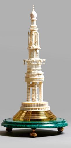A finely carved 19th century ivory tower