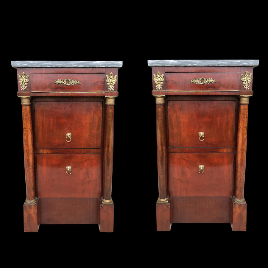 A PAIR OF ITALIAN EMPIRE PERIOD BEDSIDE CUPBOARDS