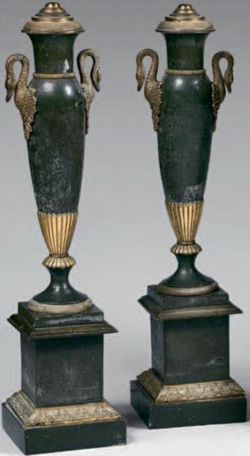 A PR OF EARLY 19TH CENTURY NEO CLASSICAL CARCEL LAMPS