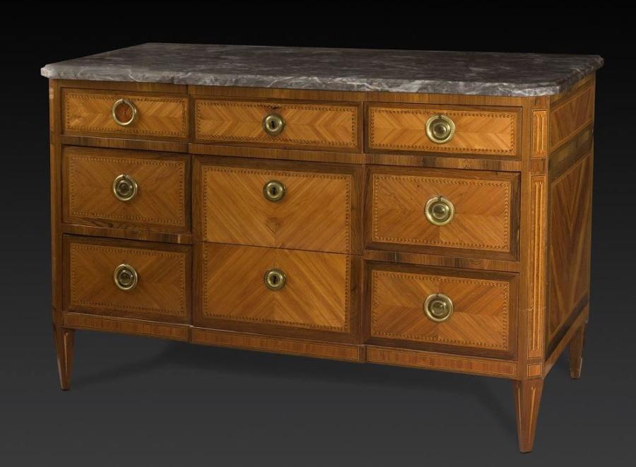 A LOUIS XVI PERIOD PARQUETRY COMMODE