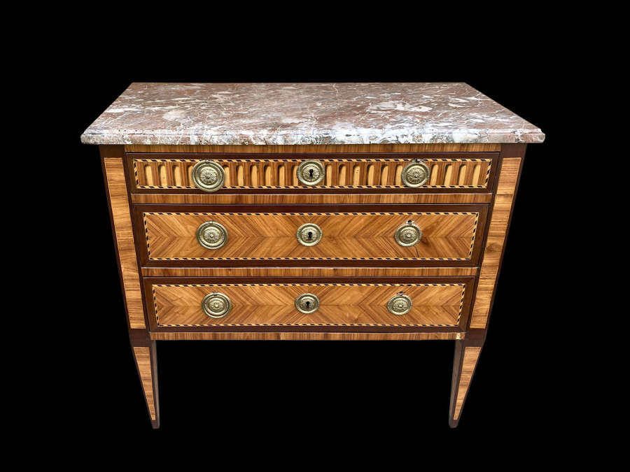 A  Louis XVI PERIOD PARQUETRY COMMODE