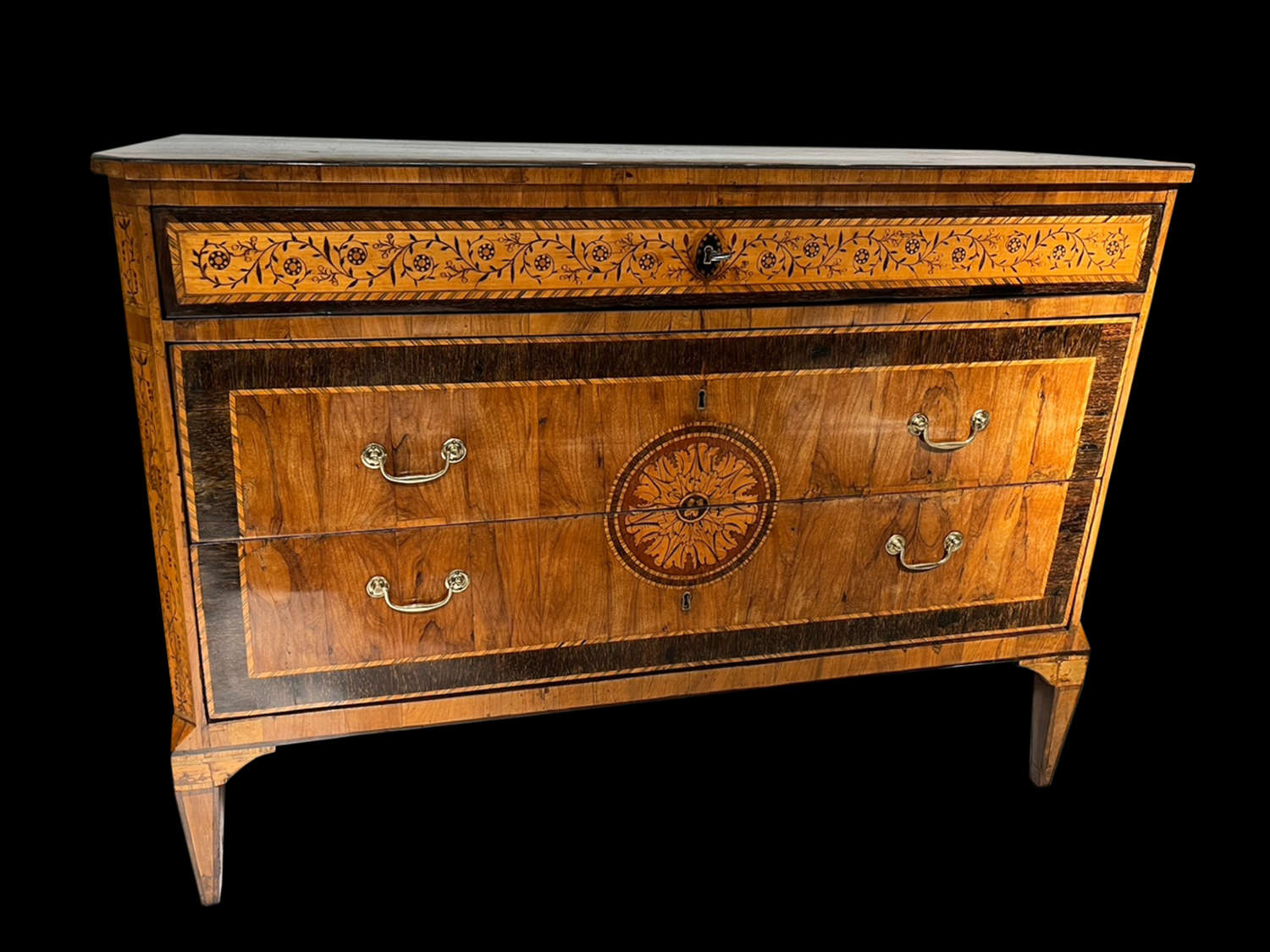 A GOOD MARQUETRY COMMODE FROM BERGAMO ITALY C.1785