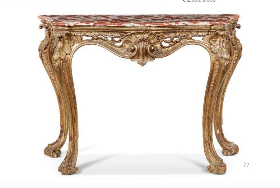 A GOOD CARVED GILTWOOD CONSOLE NAPLES ITALY C.1770
