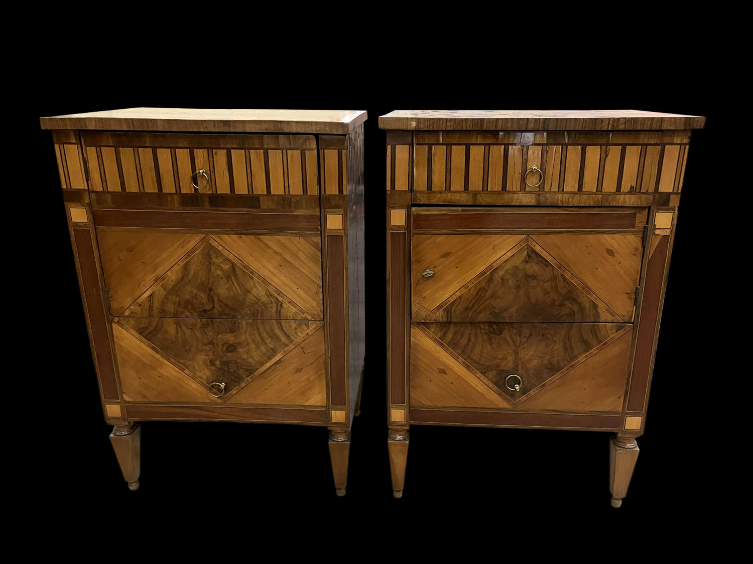 A FINE PAIR OF PARQUETRY COMMODINI ITALY C 1790