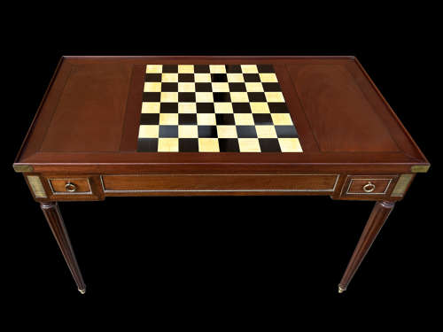 A FINE BRASS MOUNTED C19TH MAHOGANY TRIC/TRAC GAMES TABLE