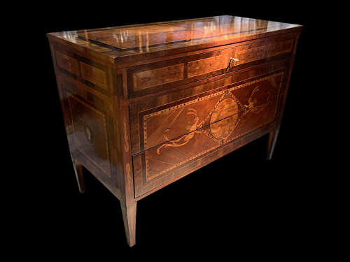 A GOOD MARQUETRY INLAID COMMODE ITALY C1790