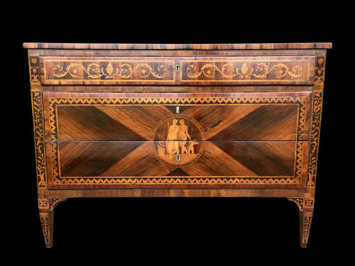 A FINE MARQUETRY COMMODE IN THE MANNER OF      MAGGIOLINI