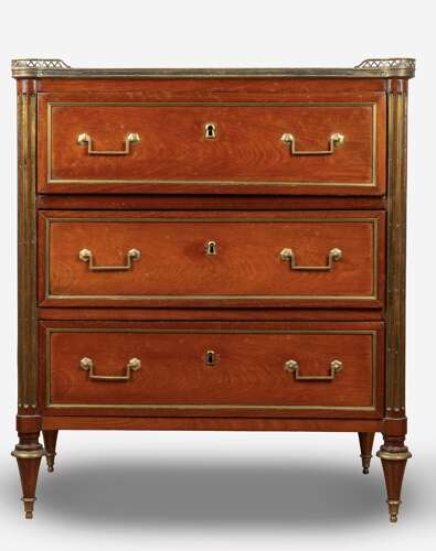 A LOUIS XVI PERIOD BRASS INLAID ESCRITOIRE