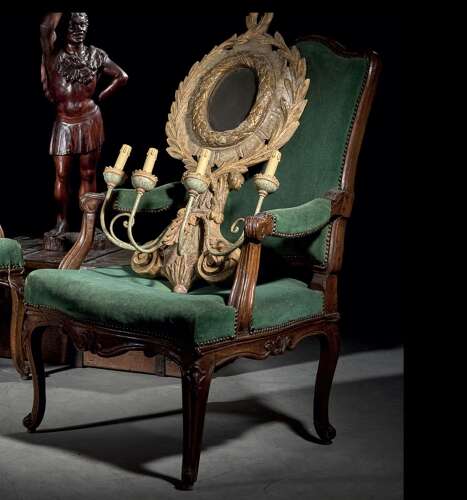 A PAIR OF LOUIS XV  PERIOD WALNUT ARMCHAIRS
